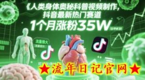 人类科普馆视频制作,抖音最新热门赛道,流量很大,1个月涨粉35W,可过伙伴计划-流年日记