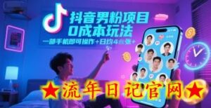 抖音男粉项目0成本玩法，一部手机即可操作，日均4张+，时间自由-流年日记