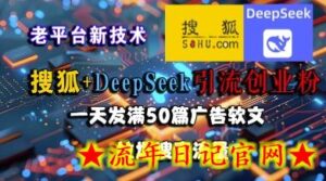 搜狐+DeepSeek引流创业粉,老平台新技术,一天发满50篇广告软文,拉爆搜索流量-流年日记