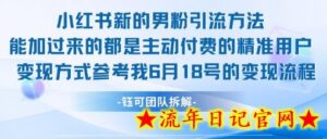 小红书全新男粉引流实操方法，日引流100多精准男粉-流年日记