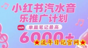 汽水音乐推广计划,无门槛,0粉丝可做,通过小红书发布笔记,单篇笔记最高收益6k+-流年日记