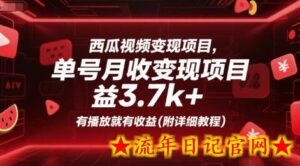 西瓜视频变现项目,单号月收益3.7k+,有播放就有收益(附详细教程)-流年日记