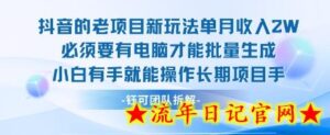 老项目新玩法单月收入2W小白有手就能操作长期项目-流年日记