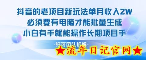 老项目新玩法单月收入2W小白有手就能操作长期项目-流年日记