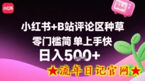 小红书+B站评论区种草,零门槛简单上手快 ,1分钟一单,只需复制粘贴评论就有钱-流年日记