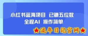 小红书蓝海项目,全程AI,操作简单,已挣五位数-流年日记