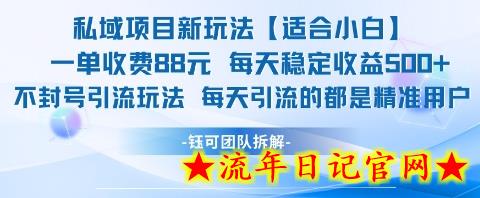 私域项目新玩法【适合小白】 一单收费88.每天稳定收益几张-流年日记
