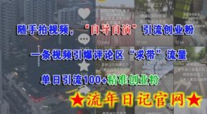 随手拍视频，自导自演引流创业粉， 一条视频引爆评论区“求带”流量，单日引流100+精准创业粉-流年日记