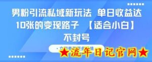 男粉引流私域新玩法,单日收益达10张的变现路子 【适合小白】不封号-流年日记