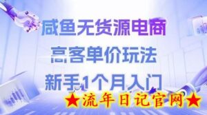 咸鱼无货源电商,高客单价玩法,新手1个月入门-流年日记