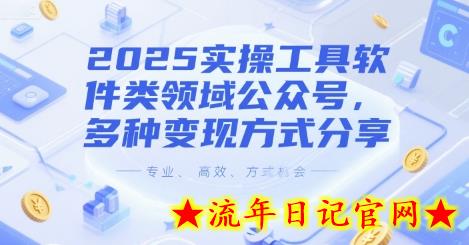 2025实操工具软件类领域公众号，多种变现方式分享-流年日记