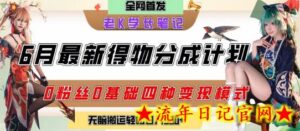 6月份最新得物创作者分成计划2.0玩法，0粉丝0基础四种模式变现，从隐蔽渠道无脑搬运，日入2张-流年日记