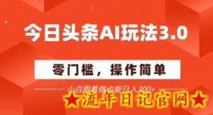 今日头条爆文玩法3.0 配合AI工具轻松矩阵 小白也能日入3张+-流年日记