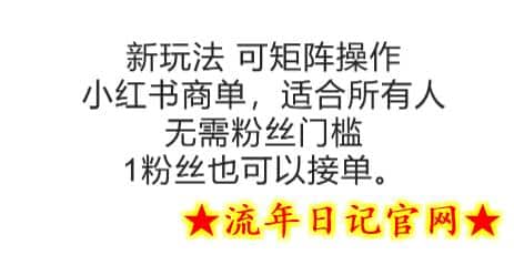 可矩阵操作，小红书商单新玩法，适合所有人，无需粉丝门槛，1粉丝也可以接单-流年日记