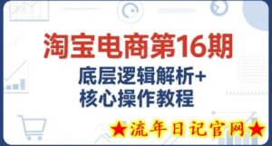 淘宝电商第16期,底层逻辑解析+核心操作教程,运营、推广提升能力的必学课程+配套资料-流年日记