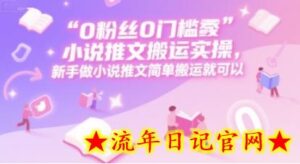0 粉丝0门槛小说推文搬运实操，新手做小说推文简单搬运就可以-流年日记