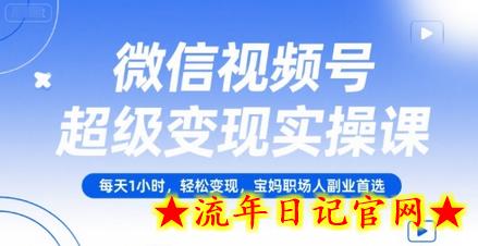微信视频号超级变现实操课，每天1小时，轻松变现，宝妈职场人副业首选-流年日记