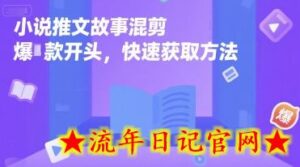 小说推文故事混剪爆款开头,快速获取方法-流年日记