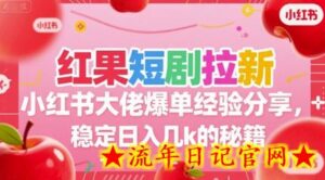 红果短剧拉新小红书大佬爆单经验分享，稳定日入几k的秘籍-流年日记