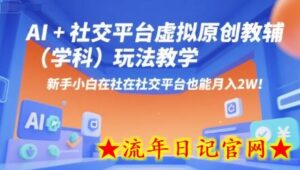 AI+小红书虚拟原创教辅(学科)玩法教学,新手小白在小红书也能月入2W-流年日记