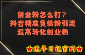 创业粉怎么打?抖音精准负债粉引流,超高转化创业粉-流年日记