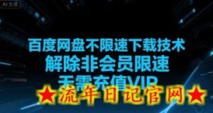 百度网盘不限速下载技术,解除非会员限速,无需充值VIP-流年日记