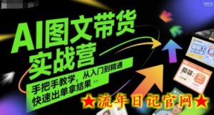 AI图文带货实战营,手把手教学,从入门到精通,快速出单拿结果-流年日记