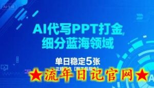 AI代写PPT打金,细分蓝海领域,单日稳定5张,正规长久【附工具指令】-流年日记