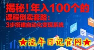 揭秘!年入100个的课程倒卖套路:3 步搭建自动化变现系统-流年日记