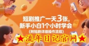 短剧推广一天3张,新手小白1个小时学会(附短剧详细操作流程)-流年日记