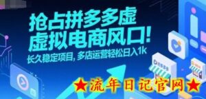 抢占拼多多虚拟电商风口:长久稳定项目,多店运营轻松日入1k-流年日记