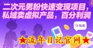 二次元男粉快速变现项目，私域卖虚拟产品，百分利润-流年日记