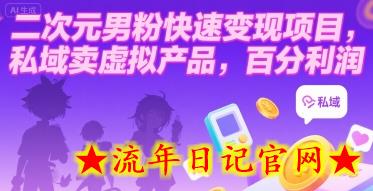 二次元男粉快速变现项目，私域卖虚拟产品，百分利润-流年日记
