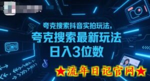 夸克搜索抖音实拍玩法,夸克搜索最新玩法日入3位数-流年日记