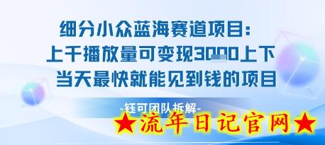 小众蓝海赛道项目：当天变现1k+适合新手操作 +适合长期玩-流年日记