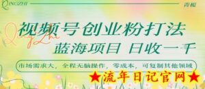 视频号创业粉打法,日入1k,蓝海项目,市场需求大,全程无脑操作,可复制-流年日记