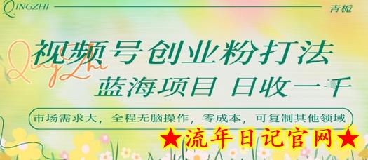 视频号创业粉打法，日入1k，蓝海项目，市场需求大，全程无脑操作，可复制-流年日记