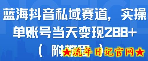 蓝海抖音私域赛道，实操单账号当天变现288+(附教程)-流年日记