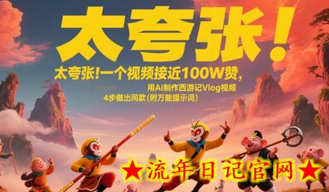 太夸张！一个视频接近100W赞，用AI制作西游记Vlog视频，全流程拆解来了(附万能提示词)-流年日记