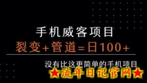 手机威客裂变+管道收益 每天被动收益至少100+-流年日记