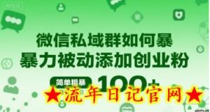 微信私域群如何暴力被动添加创业粉,简单粗暴,日引100+-流年日记