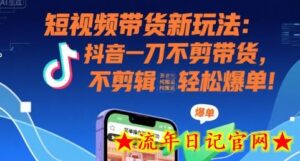 短视频带货新玩法:抖音一刀不剪带货,不剪辑,纯搬运,新手也能轻松爆单!-流年日记
