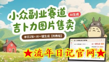 小众副业赛道 吉卜力图片售卖 单日2张+ AI一键生成【附教程】-流年日记