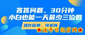 答答问题,30分钟,小白也能一天最少也有三位数,操作简单-流年日记