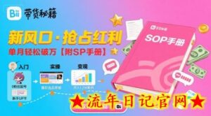 B站哔哩哔哩带货秘籍，新风口，抢占红利，单月轻松破万【附SOP手册】-流年日记