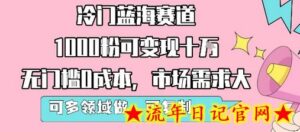 冷门蓝海赛道,1000粉可变现十W,无门槛0成本,市场需求大,可多领域做,可复制性强-流年日记