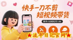 快手一刀不剪短视频带货,新手小白轻松月入8k-流年日记