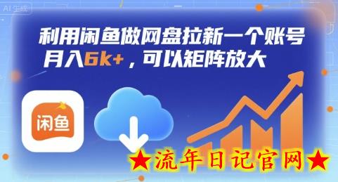 利用闲鱼做网盘拉新一个账号，月入6k+，可以矩阵放大-流年日记