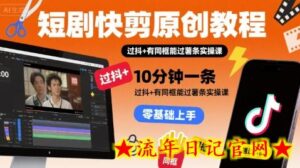 短剧快剪原创教程,10分钟一条,过抖+有同框能过薯条实操课-流年日记