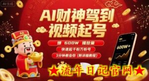 AI财神驾到视频起号,爆600W播放量,快速起千粉万粉号,3分钟教会你(附详细教程)-流年日记
